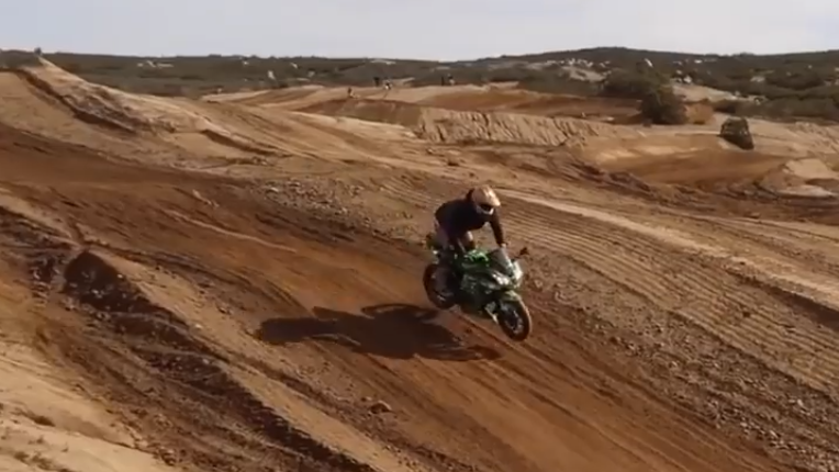 WATCH: Guy take as a Ninja 300 on a motocross track